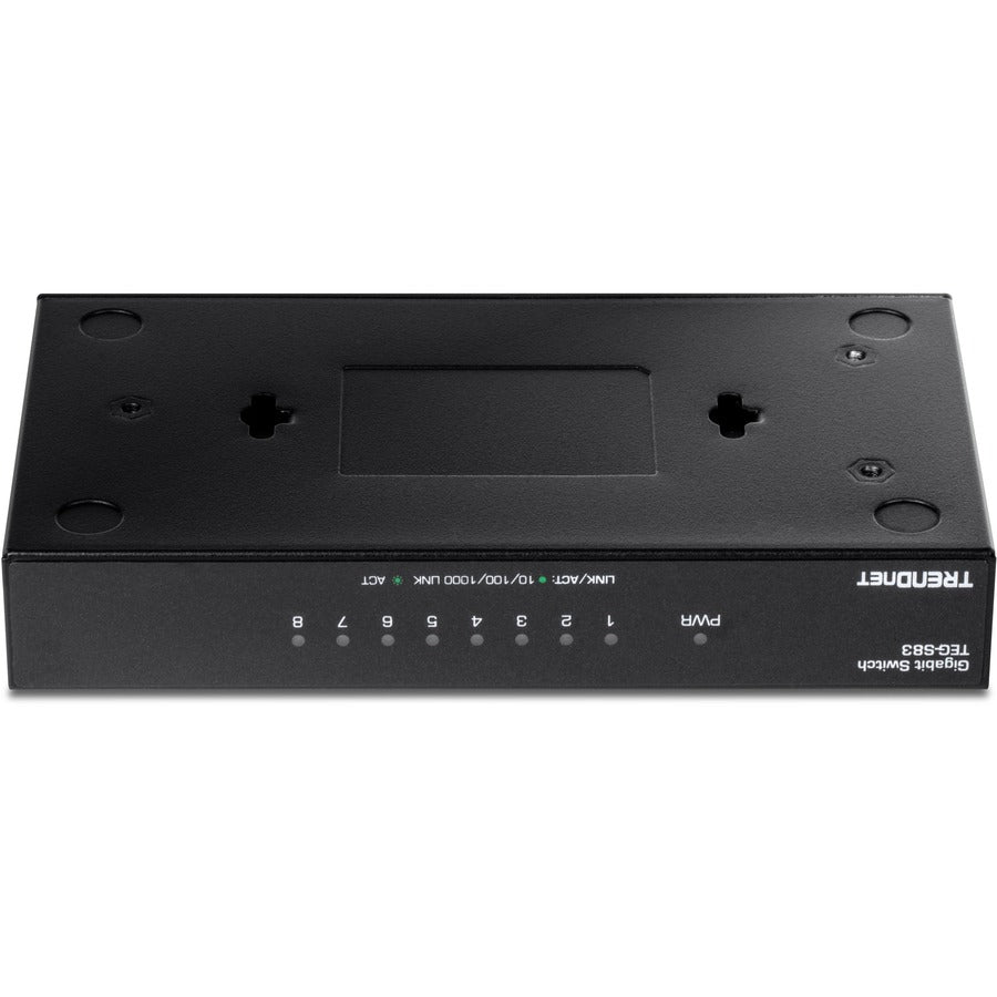 Alternate-Image2 Image for TRENDnet 8-Port Gigabit Desktop Switch, TEG-S83, 8 x Gigabit RJ-45 Ports, 16Gbps Switching Capacity, Fanless Design, Metal Enclosure, Lifetime Protection, Black