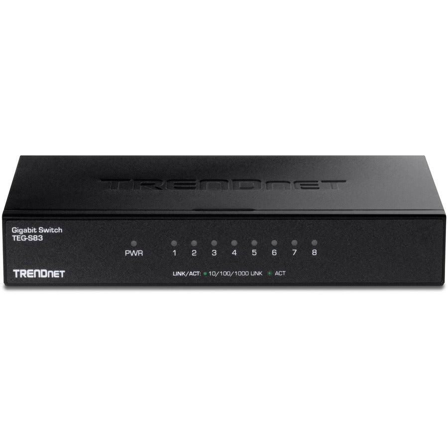 Alternate-Image3 Image for TRENDnet 8-Port Gigabit Desktop Switch, TEG-S83, 8 x Gigabit RJ-45 Ports, 16Gbps Switching Capacity, Fanless Design, Metal Enclosure, Lifetime Protection, Black
