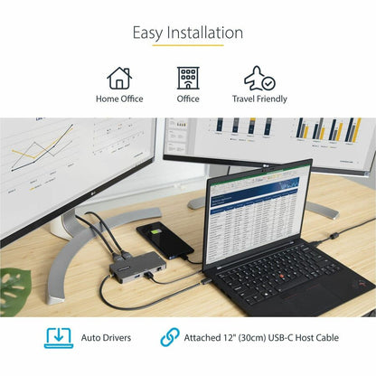 Alternate-Image4 Image for StarTech.com USB C Multiport Adapter, Dual HDMI, 4K 60Hz, 2x 5Gbps USB-A Hub, 100W Power Delivery, GbE, SD/MicroSD, USB C Mini Dock