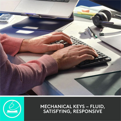 Life-Style Image for Logitech MX Mechanical Mini Minimalist Wireless Illuminated Keyboard, Linear Switches, Bluetooth, Graphite