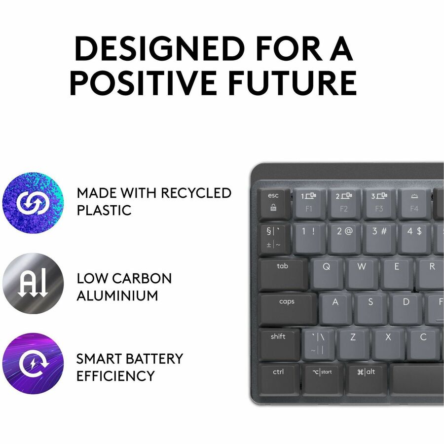 Alternate-Image4 Image for Logitech MX Mechanical Mini Minimalist Wireless Illuminated Keyboard, Linear Switches, Bluetooth, Graphite