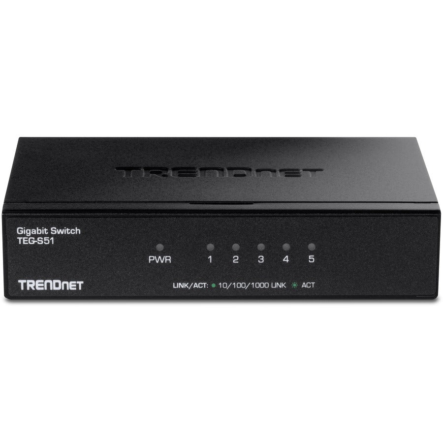 Alternate-Image3 Image for TRENDnet 5-Port Gigabit Desktop Switch, TEG-S51, 5 x Gigabit RJ-45 Ports, 10Gbps Switching Capacity, Fanless Design, Metal Enclosure, Lifetime Protection, Black