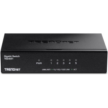 Alternate-Image3 Image for TRENDnet 5-Port Gigabit Desktop Switch, TEG-S51, 5 x Gigabit RJ-45 Ports, 10Gbps Switching Capacity, Fanless Design, Metal Enclosure, Lifetime Protection, Black