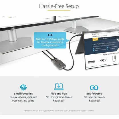 Alternate-Image4 Image for StarTech.com USB-C to Dual HDMI Adapter, USB Type-C Multi-Monitor MST Hub, Dual 4K 60Hz HDMI Laptop Display Extender / Splitter, Windows