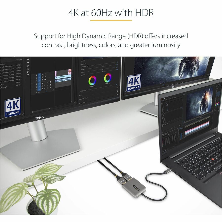 Alternate-Image3 Image for StarTech.com USB-C to Dual HDMI Adapter, USB Type-C Multi-Monitor MST Hub, Dual 4K 60Hz HDMI Laptop Display Extender / Splitter, Windows