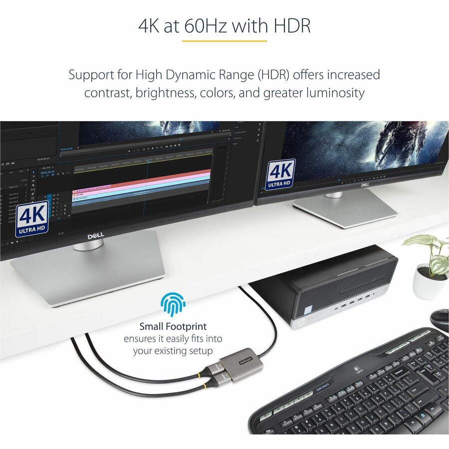 Alternate-Image3 Image for StarTech.com DP to Dual HDMI MST HUB, Dual HDMI 4K 60Hz, 2 Port DisplayPort Multi Monitor Adapter with 1ft/30cm Cable, DP 1.4 | DSC | HBR3