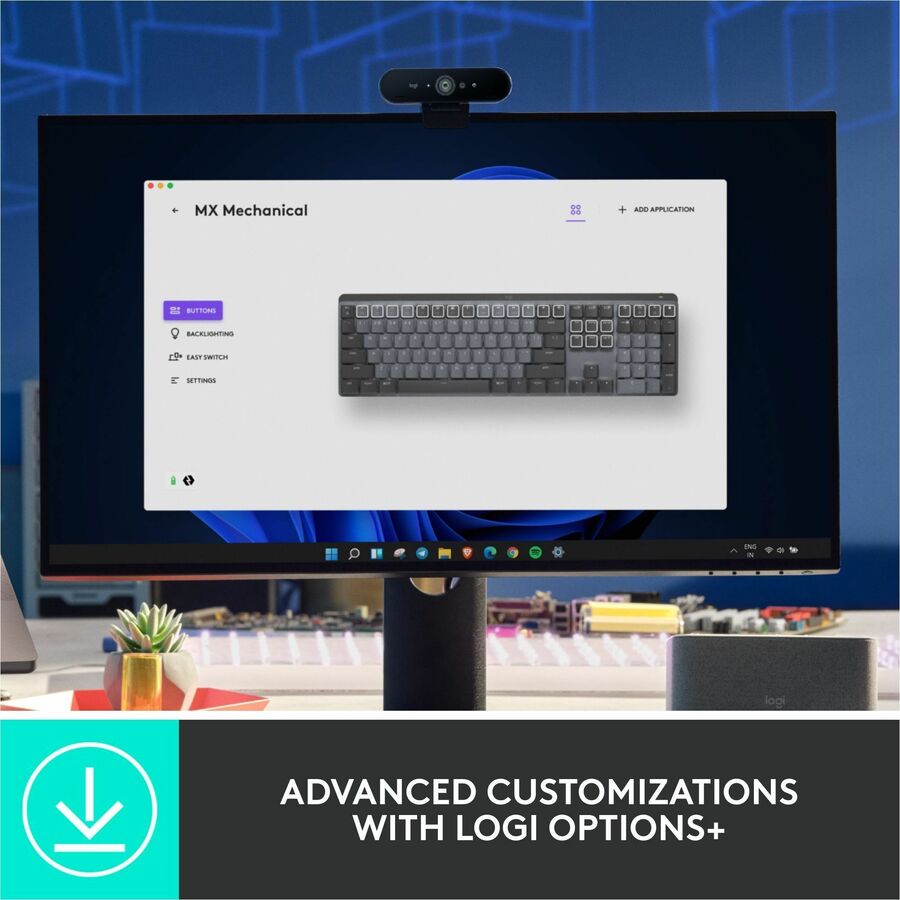 Alternate-Image5 Image for Logitech MX Mechanical Wireless Illuminated Performance Keyboard, Tactile Quiet Switches, Bluetooth, Graphite