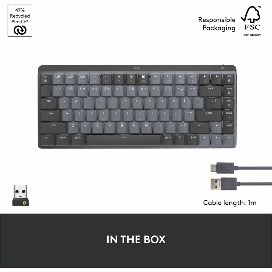 Alternate-Image1 Image for Logitech MX Mechanical Mini Wireless Illuminated Keyboard, Tactile Quiet Switches, Backlit, Bluetooth, USB-C
