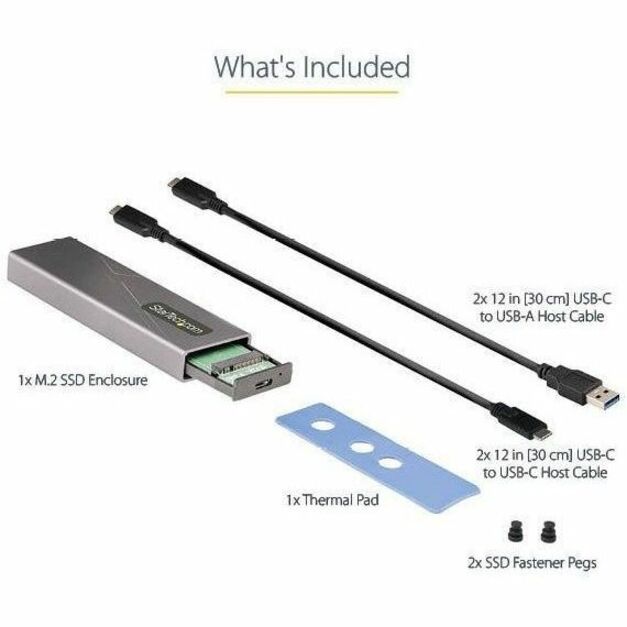 Alternate-Image6 Image for StarTech.com USB-C 10Gbps to M.2 NVMe or M.2 SATA SSD Enclosure, Tool-free M.2 PCIe/SATA SSD Aluminum Enclosure, USB-C & USB-A Host Cables