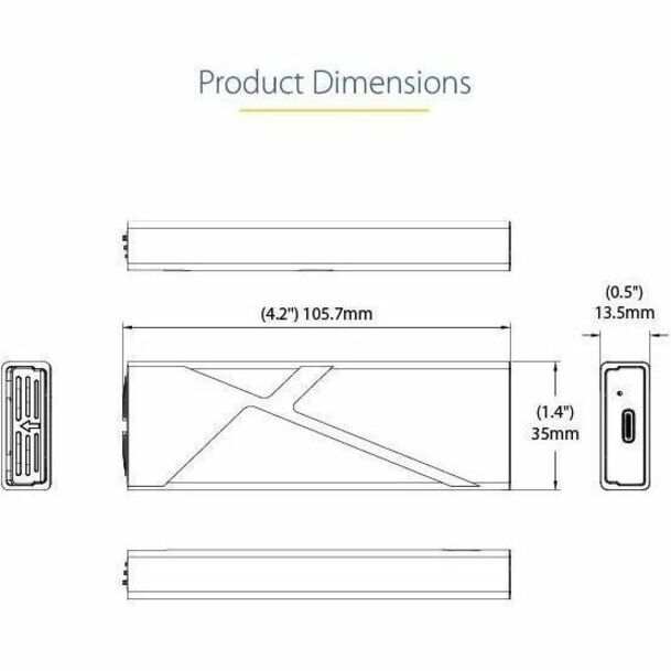 Alternate-Image7 Image for StarTech.com USB-C 10Gbps to M.2 NVMe or M.2 SATA SSD Enclosure, Tool-free M.2 PCIe/SATA SSD Aluminum Enclosure, USB-C & USB-A Host Cables