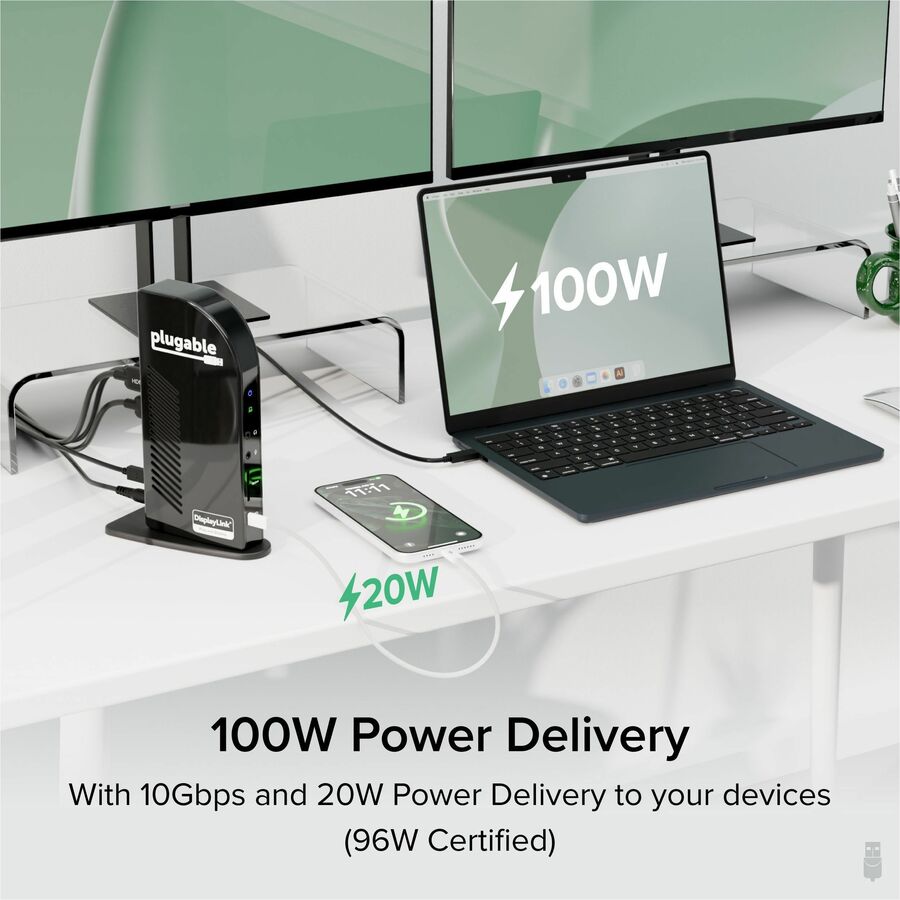 Alternate-Image4 Image for Plugable 14-in-1 USB C Docking Station with 4x HDMI, Quad Dock with 100W Charging, 4x HDMI Displays