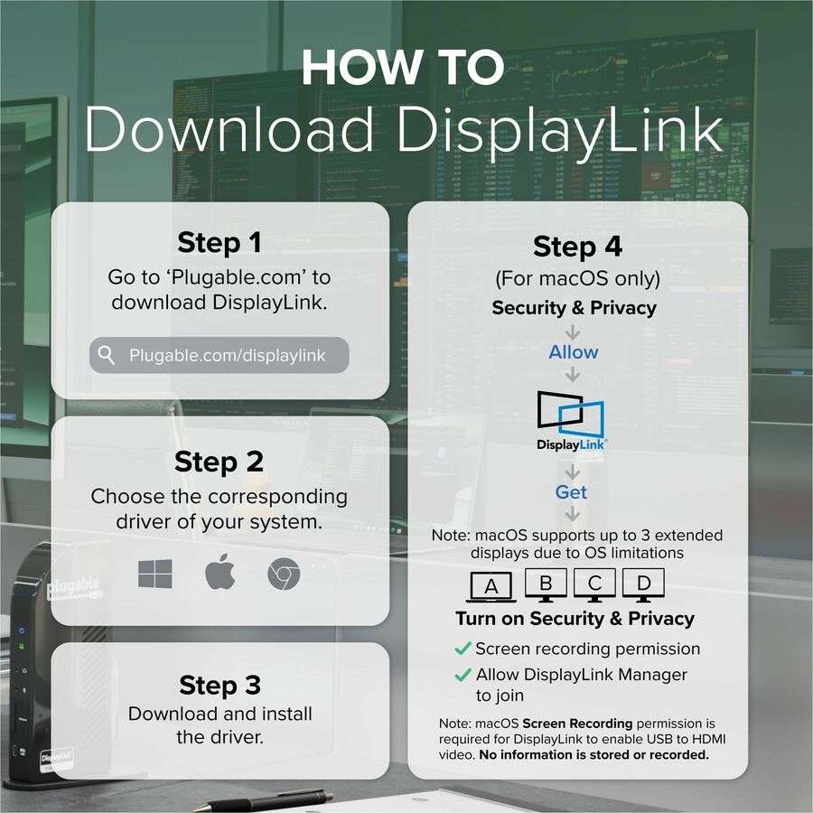 Alternate-Image7 Image for Plugable 14-in-1 USB C Docking Station with 4x HDMI, Quad Dock with 100W Charging, 4x HDMI Displays