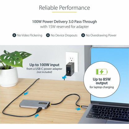 Alternate-Image4 Image for StarTech.com USB C Multiport Adapter, 4K 60Hz HDMI HDR10 Video, 3 Port 5Gbps USB 3.2 Hub, 100W PD PassThrough, GbE, Mini Travel Dock