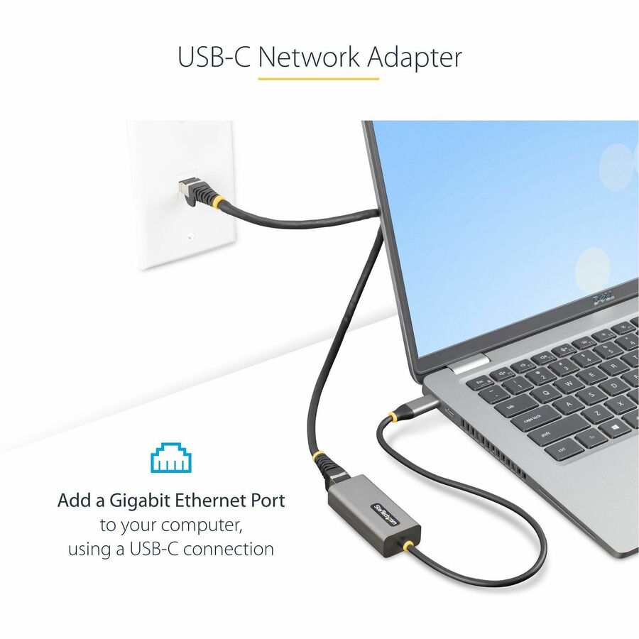 Alternate-Image1 Image for StarTech.com USB-C to Ethernet Adapter, 10/100/1000 Mbps, Gigabit Network Adapter, ASIX AX88179A, 1ft/30cm Cable, Windows/macOS/Linux