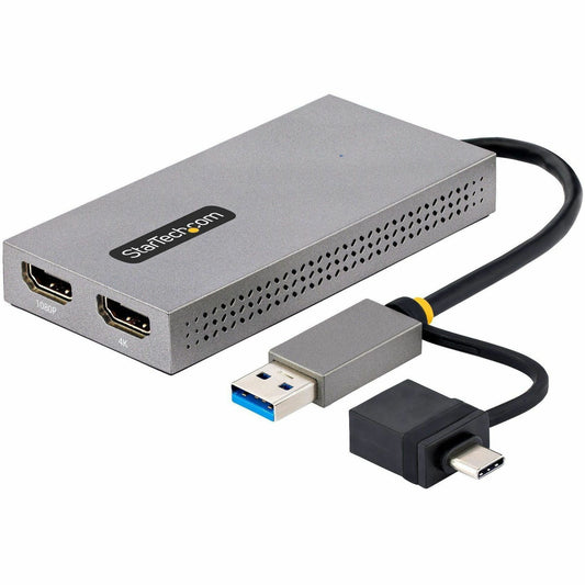 Main Image for StarTech.com USB to Dual HDMI Adapter, USB A/C to 2x HDMI Displays (1x 4K30, 1x 1080p), USB 3.0 to HDMI Converter, 4in/11cm Cable, Win/Mac