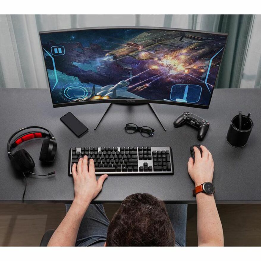 Life-Style Image for ViewSonic OMNI VX2418C 24 Inch 1080p 1ms 165Hz Curved Gaming Monitor with AMD FreeSync Premium, Eye Care, HDMI and DisplayPort