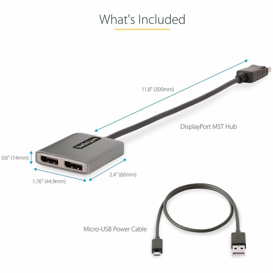 Alternate-Image6 Image for StarTech.com Dual-Monitor DisplayPort 1.4 Splitter, DisplayPort to 2x DP Multi-Monitor Adapter, Dual 5K 60Hz Computer MST Hub, Windows