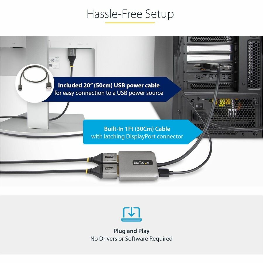 Alternate-Image4 Image for StarTech.com Dual-Monitor DisplayPort 1.4 Splitter, DisplayPort to 2x DP Multi-Monitor Adapter, Dual 5K 60Hz Computer MST Hub, Windows