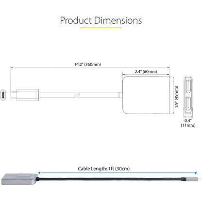 Alternate-Image6 Image for StarTech.com USB-C to Dual DisplayPort 1.4 Adapter, USB Type-C Multi-Monitor MST Hub, Dual 5K 60Hz DP Display Extender / Splitter, Windows