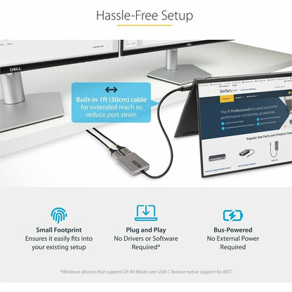 Alternate-Image4 Image for StarTech.com USB-C to Dual DisplayPort 1.4 Adapter, USB Type-C Multi-Monitor MST Hub, Dual 5K 60Hz DP Display Extender / Splitter, Windows