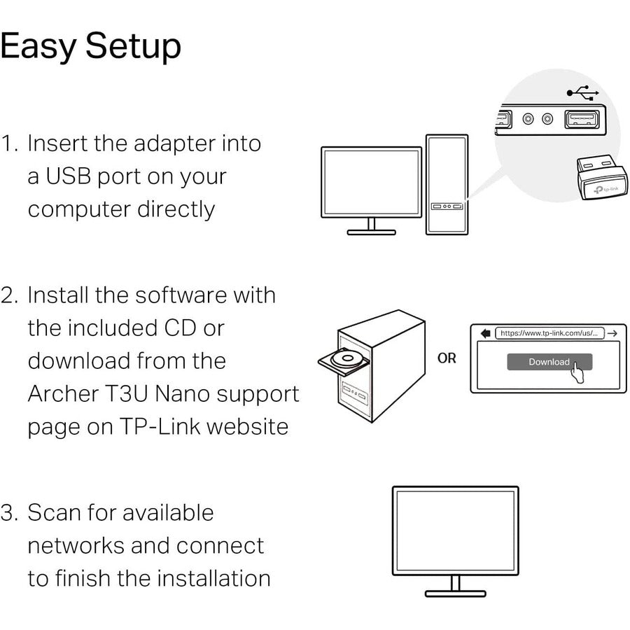 Alternate-Image3 Image for TP-Link Archer T3U Nano - AC1300 2.4G/5G Dual Band Nano USB WiFi Adapter for PC
