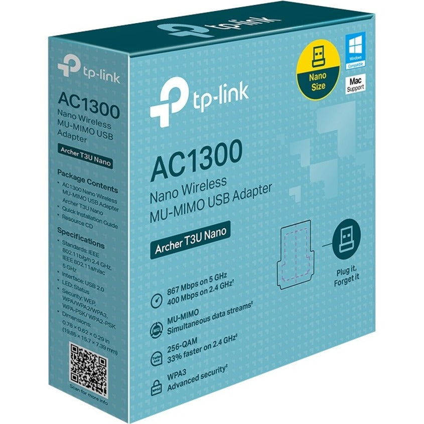 Alternate-Image2 Image for TP-Link Archer T3U Nano - AC1300 2.4G/5G Dual Band Nano USB WiFi Adapter for PC