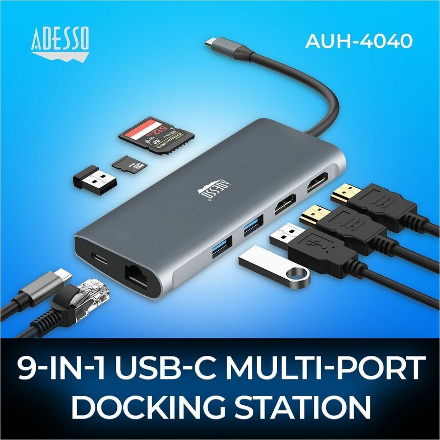 Alternate-Image4 Image for Adesso 9-in-1 USB-C Multi-Port Docking Station (TAA Compliant)