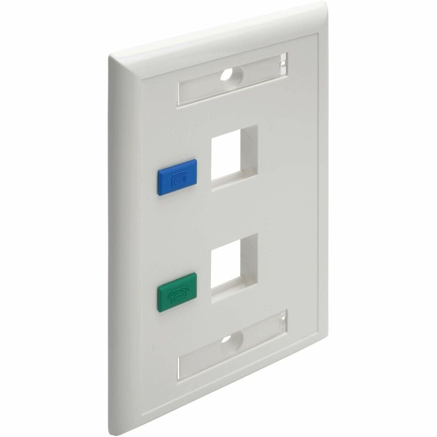 Alternate-Image3 Image for Eaton Tripp Lite Series 2-Port Keystone Faceplate, Single Gang, ID Labels, White, TAA