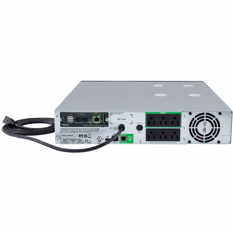 Rear Image for APC Smart-UPS, Line Interactive, 1500VA, Rackmount 2U, 120V, 6x NEMA 5-15R outlets, SmartConnect Port+Network Card, AVR, LCD