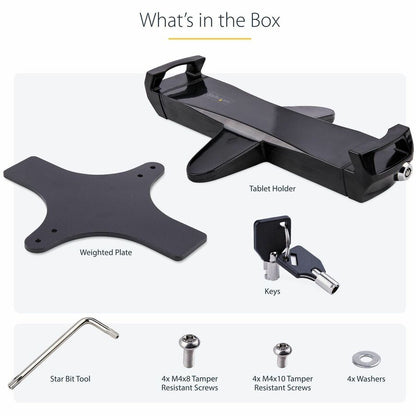 Alternate-Image5 Image for StarTech.com VESA Mount Adapter for Tablets 7.9 to 12.5in, Up to 2kg /4.4lb, 75x75/100x100, Universal Anti-Theft Tablet VESA Mount Clamp
