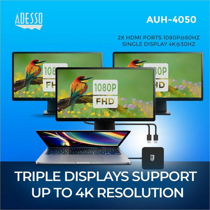 Alternate-Image2 Image for Adesso 11 in 1 USB-C Multiport Docking Station(TAA Compliant)
