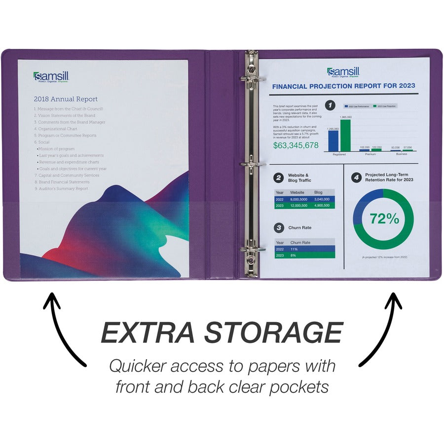 Alternate-Image2 Image for Samsill Durable 1 Inch Binder, Made in the USA, D Ring Customizable Clear View Cover, Fashion Assortment, 4 Pack, Each holds 225 Pages (MP46439)