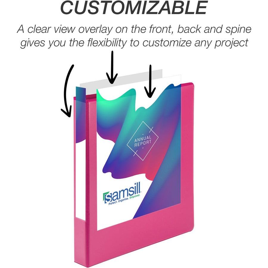 Alternate-Image4 Image for Samsill Durable 1 Inch Binder, Made in the USA, D Ring Customizable Clear View Cover, Fashion Assortment, 4 Pack, Each holds 225 Pages (MP46439)