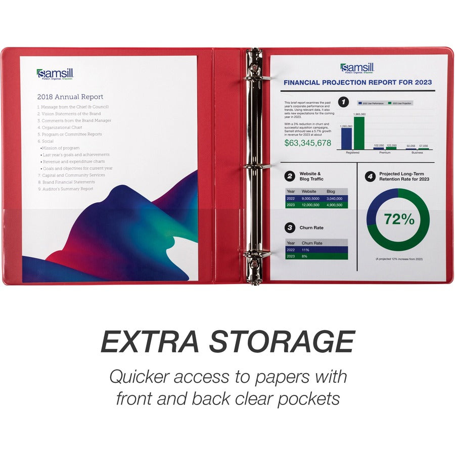 Alternate-Image3 Image for Samsill Durable 1 Inch Binder, Made in The USA, D Ring Binder, Customizable Clear View Cover, Basic Assortment, 4 Pack, Each Holds 225 Pages (MP46409)