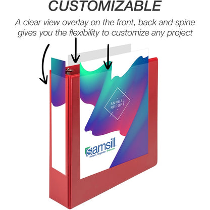 Alternate-Image5 Image for Samsill Durable 2 Inch Binder, Made in the USA, D Ring Customizable Clear View Binder, Basic Assortment, 4 Pack, Each Holds 475 Pages (MP46468)