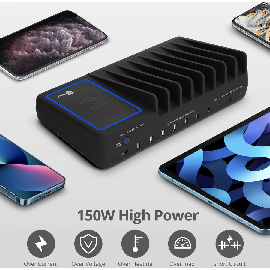 Alternate-Image3 Image for SIIG 10-Port USB-A/C & Wireless Charging Station - 150W