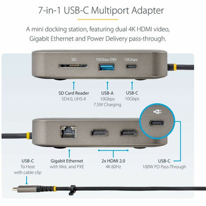 Alternate-Image2 Image for StarTech.com USB C Docking Station, Dual 4K 60Hz HDMI, compatible with MacBook Pro (M1/M2/M3/M4) and Windows, 10Gbps USB Hub, GbE, 100W PD