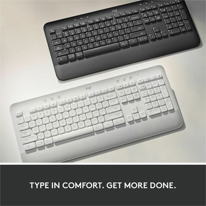 Alternate-Image1 Image for Logitech Signature K650 Comfort Full-Size Wireless Keyboard with Wrist Rest, BLE Bluetooth or Logi Bolt, Off-white