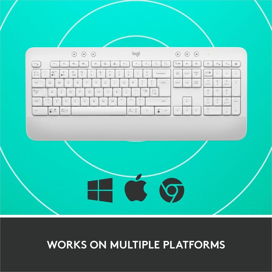 Alternate-Image5 Image for Logitech Signature K650 Comfort Full-Size Wireless Keyboard with Wrist Rest, BLE Bluetooth or Logi Bolt, Off-white