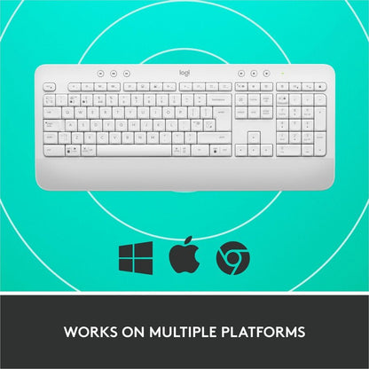 Alternate-Image5 Image for Logitech Signature K650 Comfort Full-Size Wireless Keyboard with Wrist Rest, BLE Bluetooth or Logi Bolt, Off-white