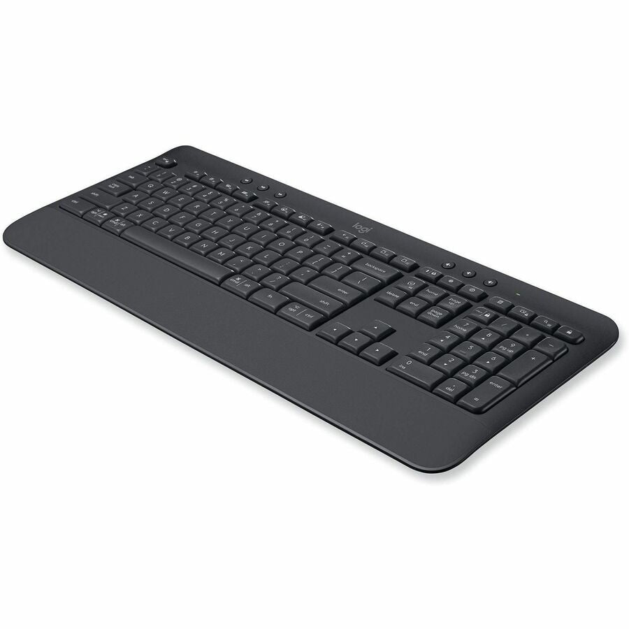 Left Image for Logitech Signature K650 Comfort Full-Size Wireless Keyboard with Wrist Rest, BLE Bluetooth or Logi Bolt, Graphite