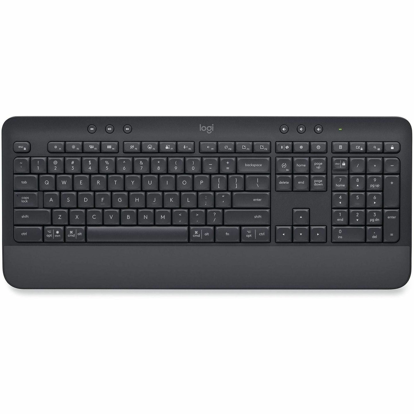 Main Image for Logitech Signature K650 Comfort Full-Size Wireless Keyboard with Wrist Rest, BLE Bluetooth or Logi Bolt, Graphite