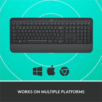 Alternate-Image5 Image for Logitech Signature K650 Comfort Full-Size Wireless Keyboard with Wrist Rest, BLE Bluetooth or Logi Bolt, Graphite