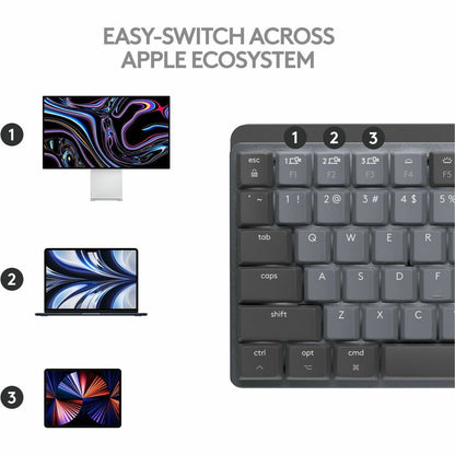 Alternate-Image7 Image for Logitech MX Mechanical Mini for Mac Wireless Illuminated Keyboard, Low-Profile Switches, Tactile Quiet Keys, Space Gray