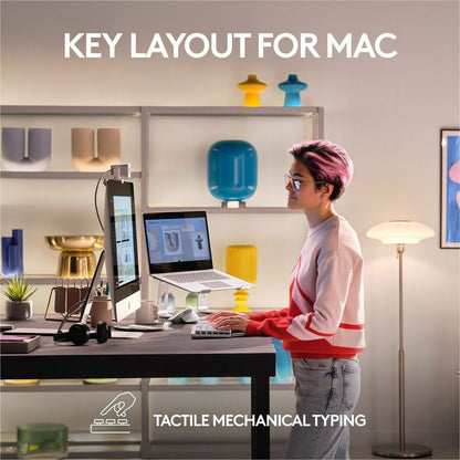 Alternate-Image1 Image for Logitech MX Mechanical Mini for Mac Wireless Illuminated Keyboard, Low-Profile Switches, Tactile Quiet Keys, Pale Gray