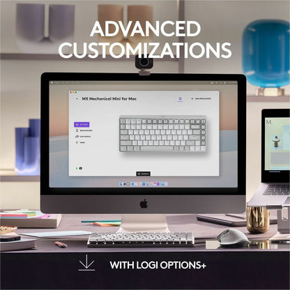 Alternate-Image6 Image for Logitech MX Mechanical Mini for Mac Wireless Illuminated Keyboard, Low-Profile Switches, Tactile Quiet Keys, Pale Gray