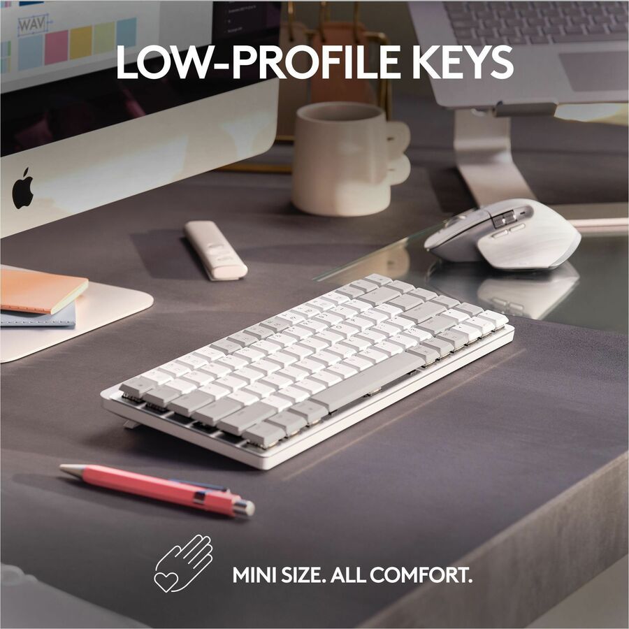 Life-Style Image for Logitech MX Mechanical Mini for Mac Wireless Illuminated Keyboard, Low-Profile Switches, Tactile Quiet Keys, Pale Gray