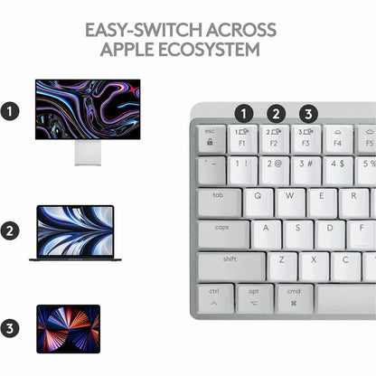 Alternate-Image7 Image for Logitech MX Mechanical Mini for Mac Wireless Illuminated Keyboard, Low-Profile Switches, Tactile Quiet Keys, Pale Gray