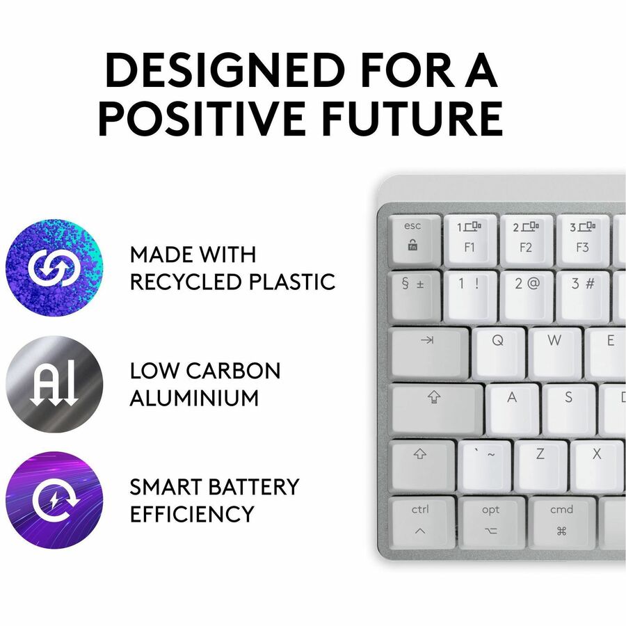 Alternate-Image4 Image for Logitech MX Mechanical Mini for Mac Wireless Illuminated Keyboard, Low-Profile Switches, Tactile Quiet Keys, Pale Gray