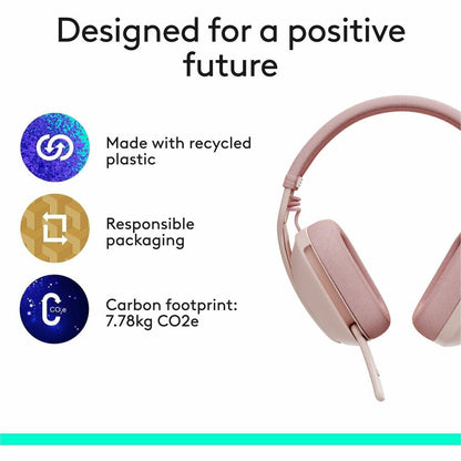 Alternate-Image4 Image for Logitech Zone Vibe 100 Wireless Over Ear Headphones, Noise Canceling Microphone, Advanced Multipoint Bluetooth Headset, Rose